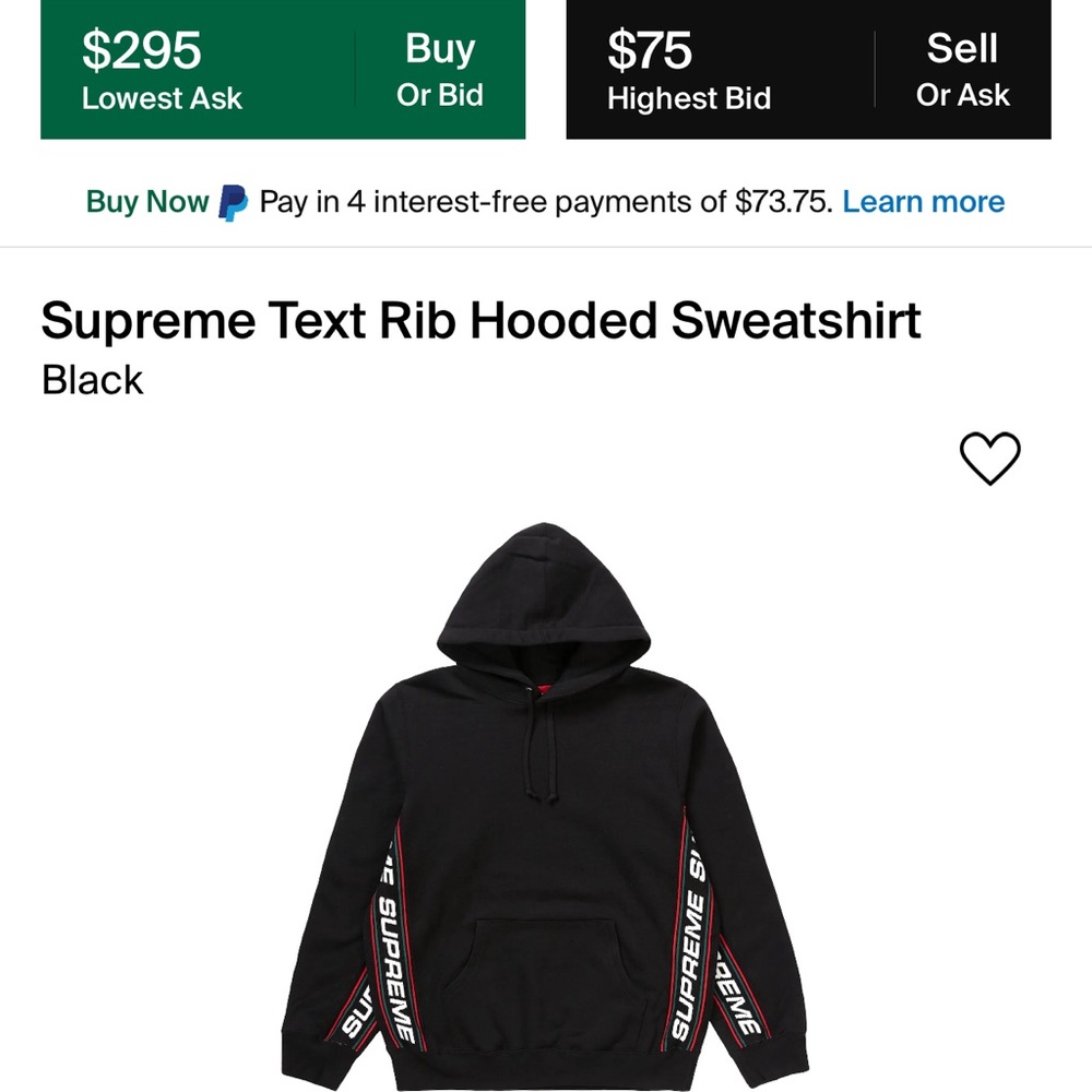 supreme black ribbed logo hoodie
